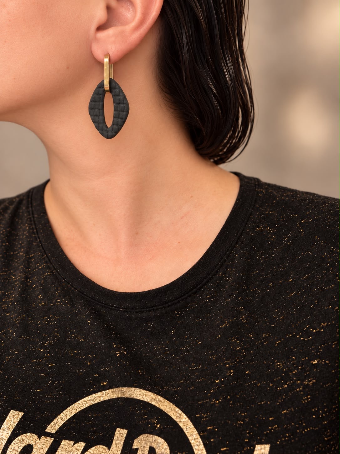 Black drop earring